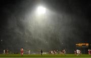 28 February 2015; A general view of the game as it is played in severe weather conditions. Allianz Football League, Division 1, Round 3, Tyrone v Derry. Healy Park, Omagh, Co. Tyrone. Picture credit: Oliver McVeigh / SPORTSFILE