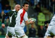 28 February 2015; Martin Corry, England Legends, looks to offload the ball under pressure from Trevor Brennan, Ireland Legends. Ireland legends v England legends.  Donnybrook Stadium, Donnybrook, Dublin. Picture credit: Piaras Ó Mídheach / SPORTSFILE