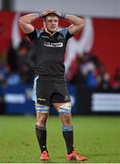 28 February 2015; Will Bordill, Glasgow Warriors, show his disappointment following his side's defeat. Guinness PRO12, Round 16, Munster v Glasgow Warriors. Irish Independent Park, Cork. Picture credit: Matt Browne / SPORTSFILE