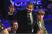 28 February 2015; Former WBA and WBO Heavyweight Champion David Haye during The World is Not Enough event at the Odyssey Arena, Belfast, Co. Antrim. Picture credit: Stephen McCarthy / SPORTSFILE