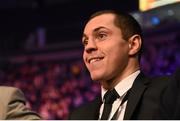 28 February 2015; WBA Super-Bantamweight Champion Scott Quigg in attendance. The World Is Not Enough Undercard, Odyssey Arena, Belfast, Co. Antrim. Picture credit: Ramsey Cardy / SPORTSFILE