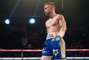 28 February 2015; Carl Frampton ahead of his IBF Super-Bantamweight World Title fight against Chris Avalos. The World is Not Enough, Odyssey Arena, Belfast, Co. Antrim. Picture credit: Ramsey Cardy / SPORTSFILE