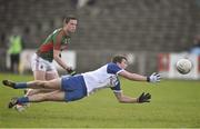 1 March 2015; Ryan Wiley, Monaghan, in action against Stephen Coen, Mayo. Allianz Football League, Division 1, Round 3, Mayo v Monaghan. Elverys MacHale Park, Castlebar, Co. Mayo. Picture credit: David Maher / SPORTSFILE