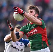 1 March 2015; Aidan O'Shea, Mayo, in action against Drew Wylie, Monaghan. Allianz Football League, Division 1, Round 3, Mayo v Monaghan. Elverys MacHale Park, Castlebar, Co. Mayo. Picture credit: David Maher / SPORTSFILE