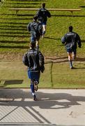 1 March 2015; Monaghan players run out to the team bench for the official photograph before their game against Mayo. Allianz Football League, Division 1, Round 3, Mayo v Monaghan. Elverys MacHale Park, Castlebar, Co. Mayo. Picture credit: David Maher / SPORTSFILE