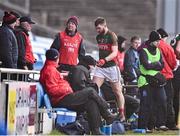 1 March 2015; Seamus O'Shea, Mayo, leave the pitch after receiving a black card from referee Rory Hickey. Allianz Football League, Division 1, Round 3, Mayo v Monaghan. Elverys MacHale Park, Castlebar, Co. Mayo. Picture credit: David Maher / SPORTSFILE