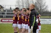 1 March 2015; Westmeath's Gary Connaughton and his team-mates stand for the national anthem. Allianz Football League Division 2 Round 3, Kildare v Westmeath. St Conleth's Park, Newbridge, Co. Kildare. Picture credit: Piaras Ó Mídheach / SPORTSFILE