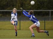 1 March 2015; Ciara McAnespie, Monaghan, in action against Jane Moone, Laois. TESCO HomeGrown Ladies National Football League Division 1 Round 4, Laois v Monaghan, Crettyard GAA club, Crettyard, Co. Laois. Picture credit: Pat Murphy / SPORTSFILE