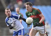 1 March 2015; Ryan McAnespie, Mayo, in action against Danny Kirby, Monaghan. Allianz Football League, Division 1, Round 3, Mayo v Monaghan. Elverys MacHale Park, Castlebar, Co. Mayo. Picture credit: David Maher / SPORTSFILE