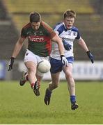 1 March 2015; Lee Keegan, Mayo, in action against Ryan McAnespie, Monaghan. Allianz Football League, Division 1, Round 3, Mayo v Monaghan. Elverys MacHale Park, Castlebar, Co. Mayo. Picture credit: David Maher / SPORTSFILE