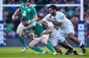 1 March 2015; Rob Kearney, Ireland, is tackled by Jonathan Joseph and Billy Vunipola, right, England. RBS Six Nations Rugby Championship, Ireland v England. Aviva Stadium, Lansdowne Road, Dublin. Picture credit: Brendan Moran / SPORTSFILE