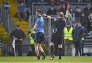 1 March 2015; Michael Fitzsimons, Dublin, is shown a red card by referee Eddie Kinsella. Allianz Football League, Division 1, Round 3, Kerry v Dublin. Fitzgerald Stadium, Killarney, Co. Kerry. Picture credit: Diarmuid Greene / SPORTSFILE