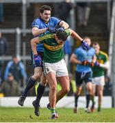 1 March 2015; Bernard Brogan, Dublin, tussles off the ball with Anthony Maher, Kerry. Both players were subsequently shown yellow cards by referee Eddie Kinsella. Allianz Football League, Division 1, Round 3, Kerry v Dublin. Fitzgerald Stadium, Killarney, Co. Kerry. Picture credit: Diarmuid Greene / SPORTSFILE