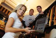 27 January 2008; Pictured at the launch of the L'Oreal Men Fantasy Rugby League were Ireland Rugby players Gordon D'Arcy, right, and Simon Easterby with model Sarah Kavanagh. Rugby fans can pick their dream team for the 6 Nations tournament on www.lorealmenfantasyrugby.ie to be in with a chance of winning a Sanyo plasma TV. Fitzpatrick Castle Hotel, Killiney, Co. Dublin. Photo by Sportsfile