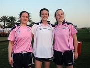 26 January 2008; Tyrone players, from left, Gemma Begley, Maura Kelly and Cathy Donnelly after the game. Exhibition Game, 2006 O'Neills/TG4 Ladies GAA All Stars v 2007 O'Neills/TG4 Ladies GAA All Stars, Dubai Polo and Equestrian Club, Dubai, United Arab Emirates. Picture credit: Brendan Moran / SPORTSFILE  *** Local Caption ***