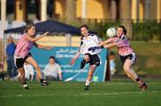 26 January 2008; Dympna O'Brien, Limerick and 2006 All Stars, in action against Claire O'Hara, left, Mayo and Rebecca Hallahan, Waterford and both 2007 All Stars. Exhibition Game, 2006 O'Neills/TG4 Ladies GAA All Stars v 2007 O'Neills/TG4 Ladies GAA All Stars, Dubai Polo and Equestrian Club, Dubai, United Arab Emirates. Picture credit: Brendan Moran / SPORTSFILE  *** Local Caption ***