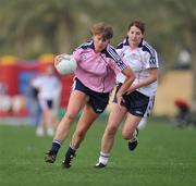 26 January 2008; Maeve Quinn, Leitrim and 2007 All Stars, in action against Bronagh O'Donnell, Armagh and 2006 All Stars. Exhibition Game, 2006 O'Neills/TG4 Ladies GAA All Stars v 2007 O'Neills/TG4 Ladies GAA All Stars, Dubai Polo and Equestrian Club, Dubai, United Arab Emirates. Picture credit: Brendan Moran / SPORTSFILE  *** Local Caption ***