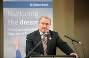 29 January 2008; Nickey Brennan, President of the GAA, speaking at the launch of the 2008 Ulster Bank Sigerson and Fitzgibbon Cups. Croke Park, Dublin. Picture credit: David Maher / SPORTSFILE