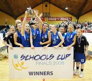 29 January 2008; The Calasanctius Oranmore team celebrate with the cup. U19A Girls, All-Ireland Schools Basketball Cup Final, Presentation Thurles, Tipperary v Calasanctius Oranmore, Galway, National Basketball Arena, Tallaght, Dublin. Picture credit: Brian Lawless / SPORTSFILE