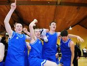 30 January 2008; Heywood Community School players celebrate after the game. U19C Boys, All-Ireland Schools Basketball Cup Final, Heywood Community School, Laois v De La Salle Churchtown, Dublin, National Basketball Arena, Tallaght, Dublin. Picture credit: Pat Murphy / SPORTSFILE