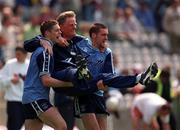 7 May 2000; Dublin manager Al O'Donoghue is carried by Sean Brehony, right, and Darren Magee following their side's victory during the All-Ireland Vocational Schools Championship Final match between Dublin and Tyrone at Croke park in Dublin. Photo by Ray McManus/Sportsfile
