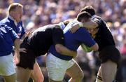 13 May 2000; David Clare of St Mary's is tackled by Simon Mason of Ballymena, right, during the AIB All-Ireland League Semi-Final match between St Mary’s and Ballymena at Templeville Road in Dublin. Photo by Brendan Moran/Sportsfile