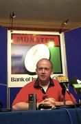 23 May 2000; Munster head coach Declan Kidney during a Munster Rugby press conference at Limerick Inn Hotel in Limerick. Photo by Brendan Moran/Sportsfile