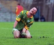 20 May 2000; Mark O'Reilly of Meath reacts following an injury to his arm during the Church & General National Football League Final Replay match between Derry and Meath at St Tiernach's Park in Clones, Monaghan. Photo by David Maher/Sportsfile