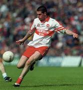 14 May 2000; Enda Muldoon of Derry during the Bank of Ireland Ulster Senior Football Championship Quarter-Final match between Cavan and Derry at Breffni Park in Cavan. Photo by Ray Lohan/Sportsfile