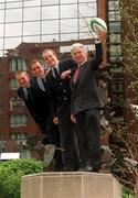 19 April 2000; AIB today announced it's sponsorship of the Ireland versus Barbarians international rugby match, which will take place on Sunday 28 May 2000 at Lansdowne Road, to celebrate the 125 year of Irish Rugby. Pictured are, from left, Ireland players Malcolm O'Kelly, Denis Hickie and Girvan Dempsey, with Sean Fitzpatrick, Chief Executive, AIB. Photo by Matt Browne/Sportsfile