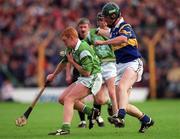 30 April 2000; James Butler of Limerick in action against David Kennedy of Tipperary during the Church & General National Hurling League Division 1 Semi-Final match between Tipperary and Limerick at Semple Stadium in Thurles, Tipperary. Photo by Ray McManus/Sportsfile