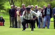 12 May 2000; Liam Higgins lines up a putt on the 1st green during the AIB Irish Senior Open at Tulfarris Golf Club in Blessington, Wicklow. Photo by Matt Browne/Sportsfile