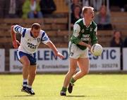 14 May 2000; Liam McBarron of Fermanagh in action against Colm McCaul of Monaghan during the Bank of Ireland Ulster Senior Football Championship Preliminary Round match between Fermanagh and Monaghan at Brewster Park in Enniskillen, Fermanagh. Photo by Damien Eagers/Sportsfile