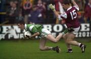 26 April 2000; Mark O'Riordon of Limerick in action against Dessie Dolan of Westmeath during the All-Ireland Under 21 Football Championship Semi-Final match between Limerick and Westmeath at O'Moore Park in Porlaoise, Laois. Photo by Damien Eagers/Sportsfile