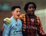 5 November 1995; Jason Sherlock of UCD, left, and Melvin Capelton of Cork City during the Bord Gáis National League Premier Division match between UCD and Cork City at Belfield Bowl in Dublin. Photo by David Maher/Sportsfile