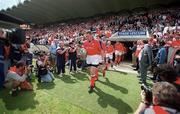 6 May 2000; Munster captain Mick Galwey leads his side out prior to the Heineken Cup Semi-Final match between Toulouse and Munster at the Stade du Parc Lescure in Bordeaux, France. Photo by Brendan Moran/Sportsfile