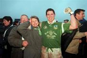 26 April 2000; Pat Ahern of Limerick celebrates with supporters following his side's victory during the All-Ireland Under 21 Football Championship Semi-Final match between Limerick and Westmeath at O'Moore Park in Porlaoise, Laois. Photo by Damien Eagers/Sportsfile