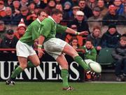 1 April 2000; Ronan O'Gara of Ireland during the Lloyds TSB 6 Nations match between Ireland and Wales at Lansdowne Road in Dublin. Photo by Brendan Moran/Sportsfile