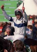 3 May 2000; Jockey Ruby Walsh celebrates after riding Commanche Court to victory in the Punchestown Heineken Gold Cup at Punchestown Racecourse in Kildare. Photo by Matt Browne/Sportsfile