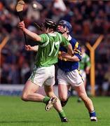 30 April 2000; Stephen Lucey of Limerick in action against John Leahy of Tipperary during the Church & General National Hurling League Division 1 Semi-Final match between Tipperary and Limerick at Semple Stadium in Thurles, Tipperary. Photo by Ray McManus/Sportsfile