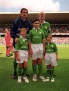 21 May 2000; Steve Staunton with Tony Cascarino and his children Michael, Teddy and Maeve-Kelly, prior to the Steve Staunton and Tony Cascarino Testimonial match between Republic of Ireland XI and Liverpool at Lansdowne Road in Dublin. Photo by Damien Eagers/Sportsfile