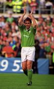 21 May 2000; Tony Cascarino applauds the crowd following the Steve Staunton and Tony Cascarino Testimonial match between Republic of Ireland XI and Liverpool at Lansdowne Road in Dublin. Photo by Damien Eagers/Sportsfile
