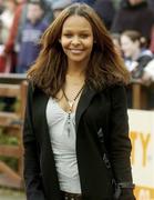 13 April 2004; Singer Samantha Mumba prior to the presentation of the Menolly Homes Handicap Hurdle at Fairyhouse Racecourse in Ratoath, Meath. Photo by Damien Eagers/Sportsfile