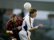 13 April 2004; Mark Rooney of Drogheda United in action against Stephen Caffrey of Bohemians during the Eircom League Premier Division match between Bohemians and Drogheda United at Dalymount Park in Dublin. Photo by Pat Murphy/Sportsfile