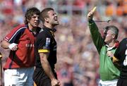 25 April 2004; Joe Worsley of London Wasps reacts as he his shown a yellow card by referee Nigel Williams during the Heineken Cup Semi-Final match between Munster and London Wasps at Lansdowne Road in Dublin. Photo by Brendan Moran/Sportsfile