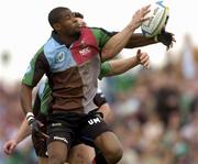 25 April 2004; Ugo Monye of NEC Harlequins in action against Darren Yapp of Connacht during the Parker Pen Challenge Cup Semi-Final 2nd Leg match between Connacht and NEC Harlequins at the Sportsground in Galway. Photo by Brian Lawless/Sportsfile