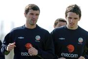 26 April 2004; Roy Keane, left, and Jonathan Douglas during a Republic of Ireland training session at Malahide Football Club in Malahide, Dublin. Photo by David Maher/Sportsfile