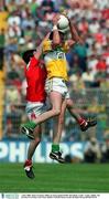 7 May 2000; James Grennan of Offaly in action against Paddy McGuigan of Louth during the Church & General National Football League Division 2 Final between Louth and Offaly at Croke Park in Dublin. Photo by Brendan Moran/Sportsfile