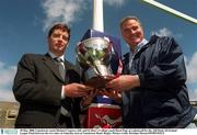 18 May 2000. Lansdowne coach Michael Cosgrave, left, and St Mary's College coach Brent Pope at a photocall for the AIB Bank All-Ireland League Final between the two sides on Saturday next at Lansdowne Road. Rugby. Picture credit; Brendan Moran/SPORTSFILE