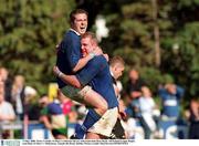 13 May 2000. Victor Costello, St Mary's celebrates his try with team-mate Ross Doyle. All-Ireland League Rugby semi-final, St Mary's v Ballymena, Templeville Road, Dublin. Picture credit; Matt Browne/SPORTSFILE